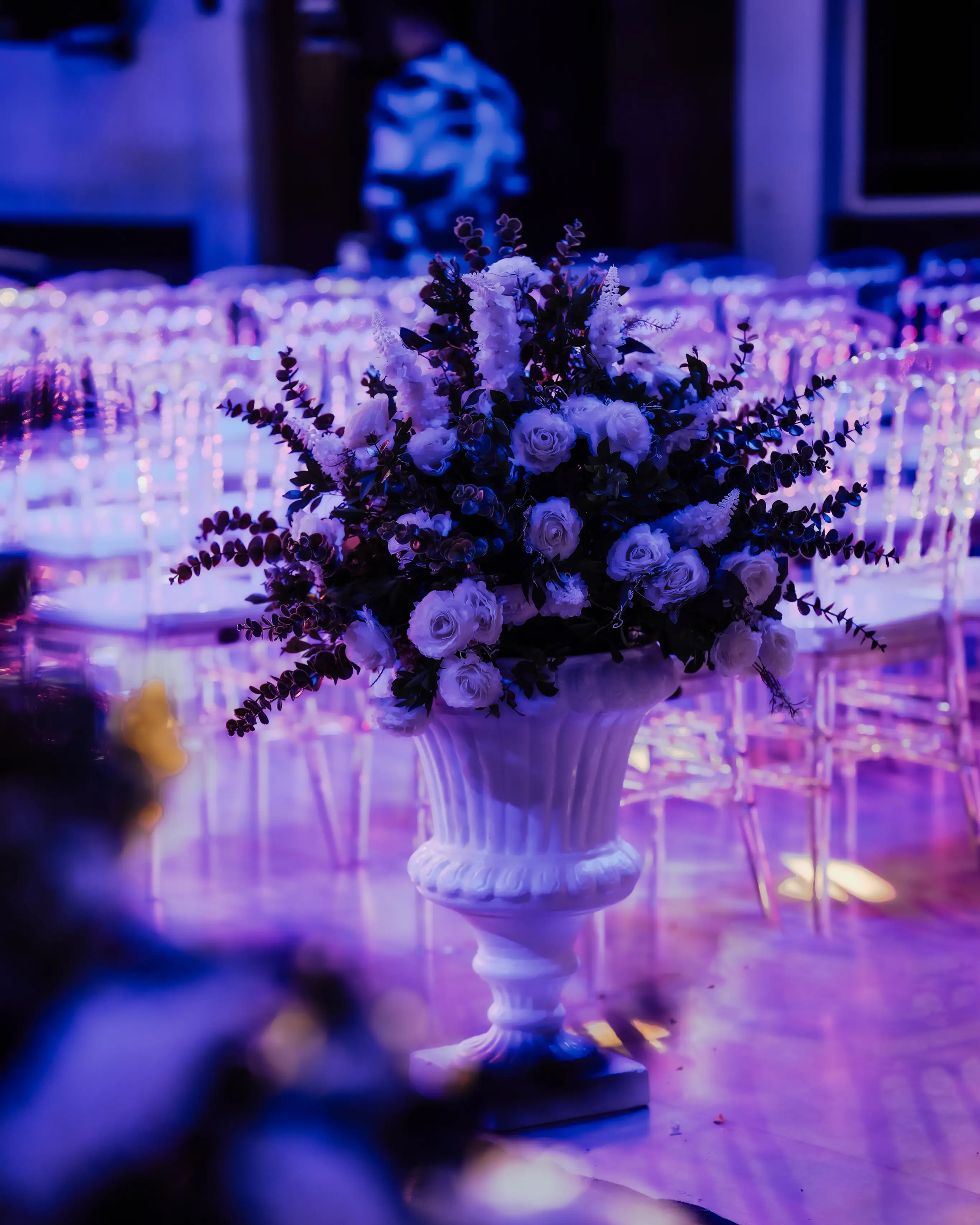 Floral centerpiece and table setup