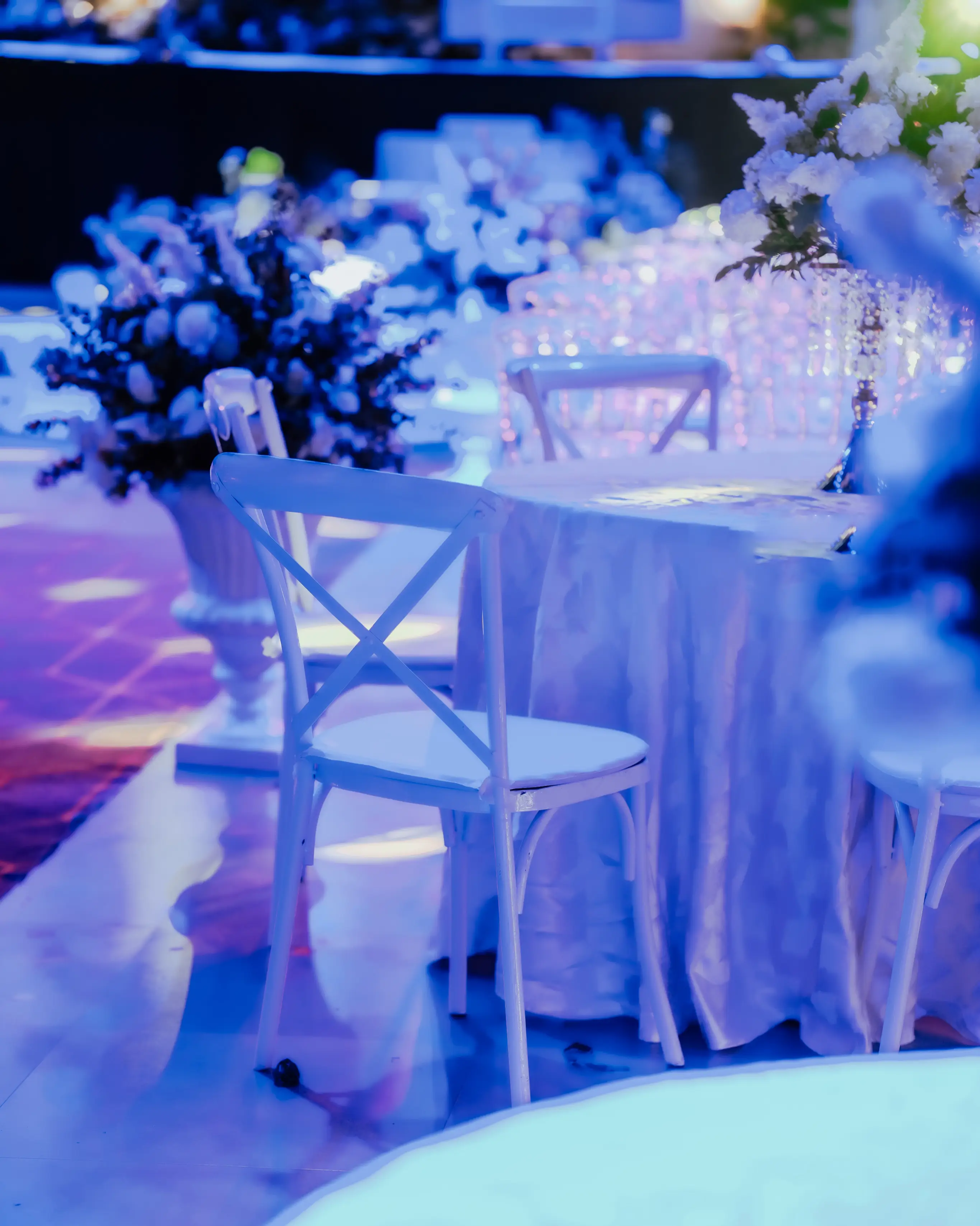 Grand stage and chandelier lighting